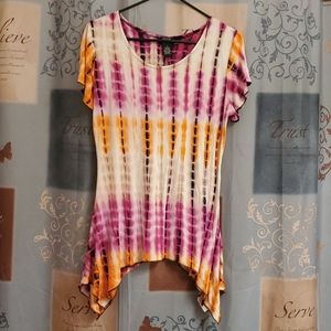 Pretty tye dye side drape top